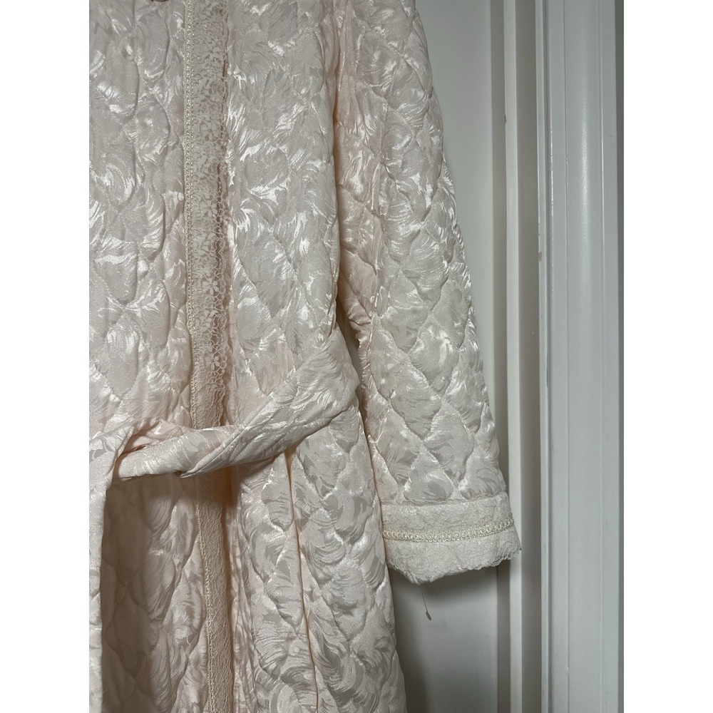 Christian Dior, Women's Vintage Quilted Bathrobe, Peach/Pink, 100% Polyester, M - Picture 5 of 12